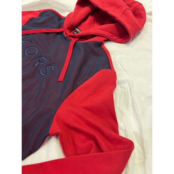 Michael Kors Hoodie Pullover, Men's Small, Red/Blue Colorblock Mesh Overlay - Picture 6 of 11